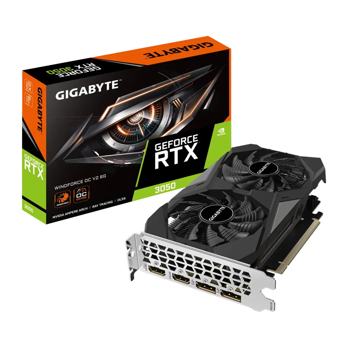 کارت گرافیک گیگابایت مدل GIGABYTE GeForce RTX 3050 WINDFORCE OC V2 6GG
